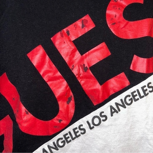 GUESS T-Shirt Black Red White Y2K 90’s - Picture 4 of 6